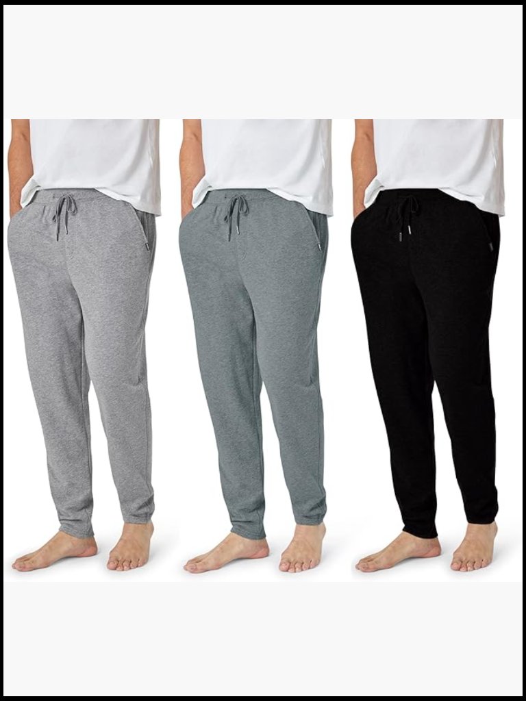 Cotton Knit Pajama Pants With Pockets, Lounge Sweatpants For Men